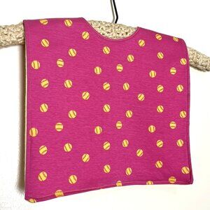 Bib for Baby or Toddler - Softballs Pink Yellow